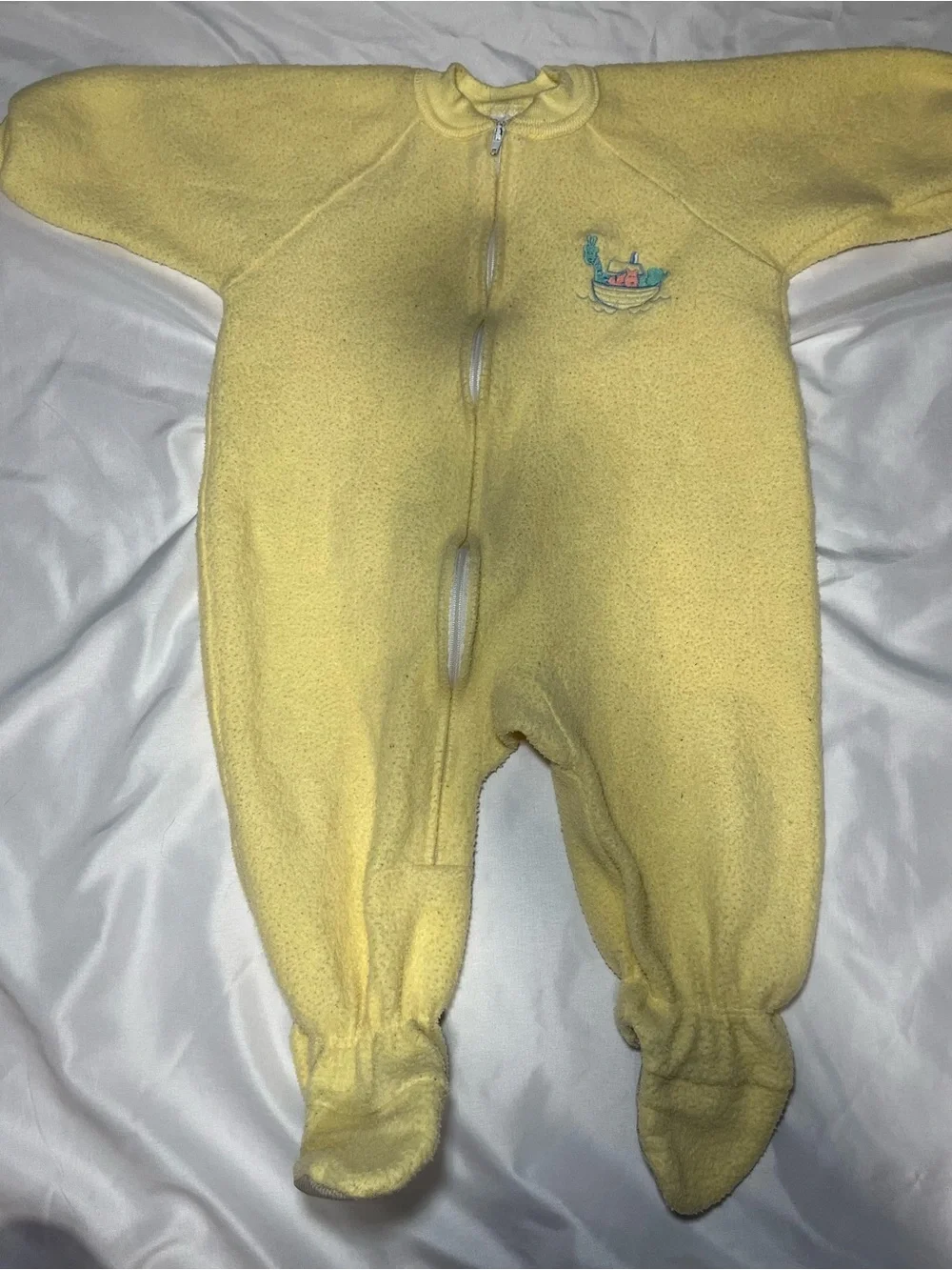 Vintage Y2K Carter’s Yellow Noah Ark Fleece Footed Sleeper 18-24M Full Zip